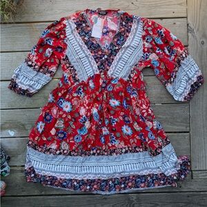 NWT BTFBM women’s floral red dress - Large